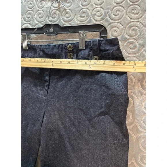 Talbots Petite Women's Dark Wash Denim Wide Leg‎ Pants Size 12P - Picture 4 of 5